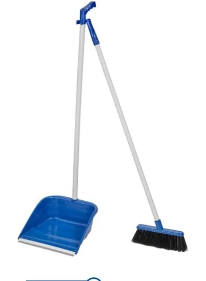 طقم مكنسة وجاروف بمقبض طويل وتصميم عملي – أدوات تنظيف منزلية سهلة الاستخدام – طقم متين وعملي S - Image 2