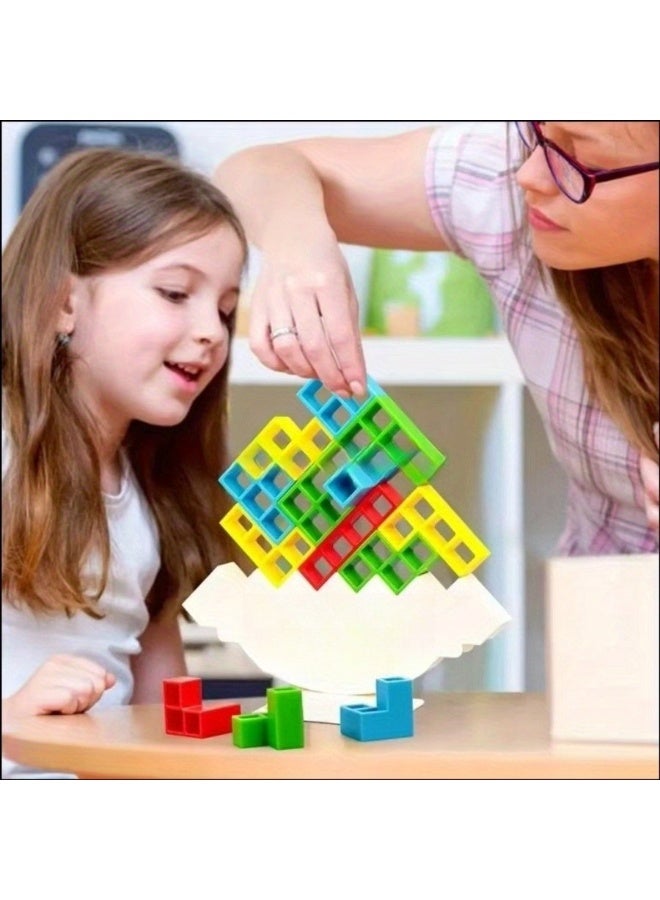 Interactive Tower Balance Stacking Blocks Puzzle - Family Party Board Game for 2-6 Players, Team Building STEM Toy that Develops Hand-Eye Coordination, Emotional Control & Brain Power, Fun Competitive Stacking Challenge with 48PCS Colorful Blocks (Safe ABS Material) - Image 3