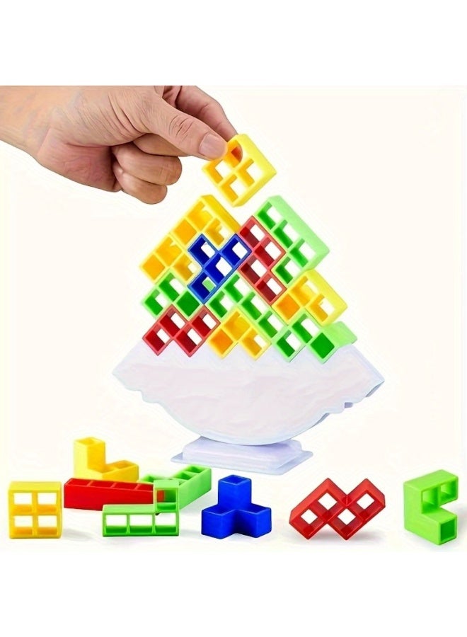 Interactive Tower Balance Stacking Blocks Puzzle - Family Party Board Game for 2-6 Players, Team Building STEM Toy that Develops Hand-Eye Coordination, Emotional Control & Brain Power, Fun Competitive Stacking Challenge with 48PCS Colorful Blocks (Safe ABS Material) - Image 1