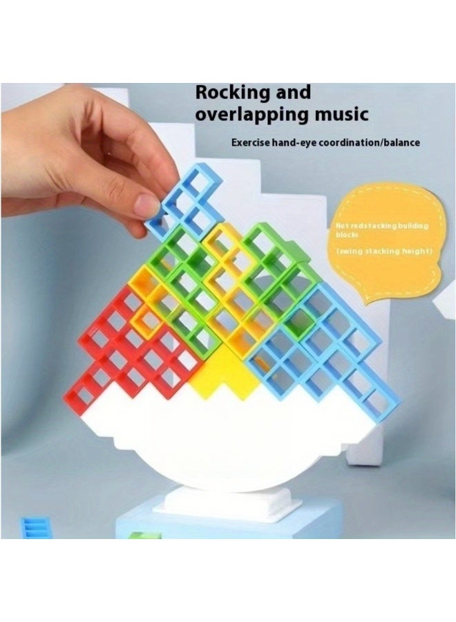 Interactive Tower Balance Stacking Blocks Puzzle - Family Party Board Game for 2-6 Players, Team Building STEM Toy that Develops Hand-Eye Coordination, Emotional Control & Brain Power, Fun Competitive Stacking Challenge with 48PCS Colorful Blocks (Safe ABS Material) - Image 2