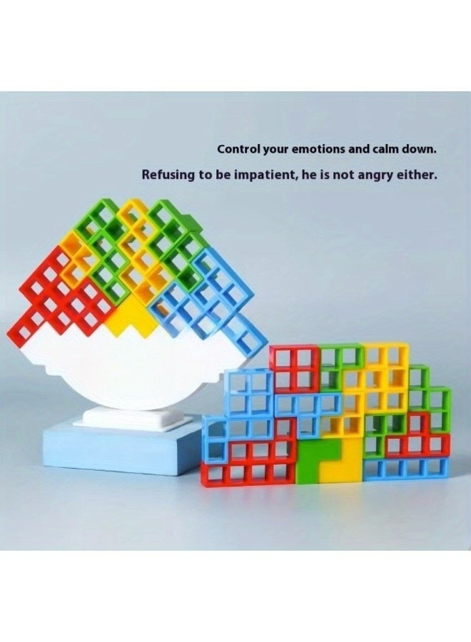 Interactive Tower Balance Stacking Blocks Puzzle - Family Party Board Game for 2-6 Players, Team Building STEM Toy that Develops Hand-Eye Coordination, Emotional Control & Brain Power, Fun Competitive Stacking Challenge with 48PCS Colorful Blocks (Safe ABS Material) - Image 5