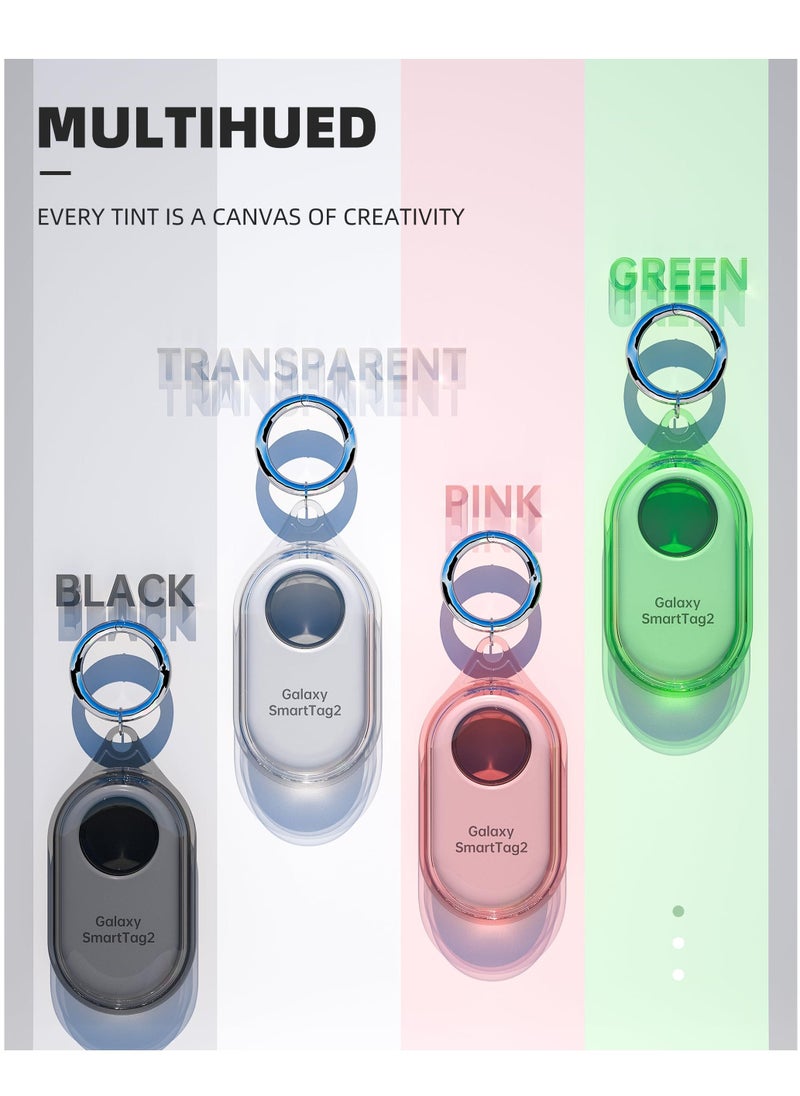 Smart Tag 2 Case Compatible with Samsung Galaxy SmartTag2, 4 Pack Full-Body TPU Waterproof, Anti-Lost Scratch Resistant Cover Accessory for Samsung Galaxy Smart tag2, Pink,Green,Black,Transparent - Image 3