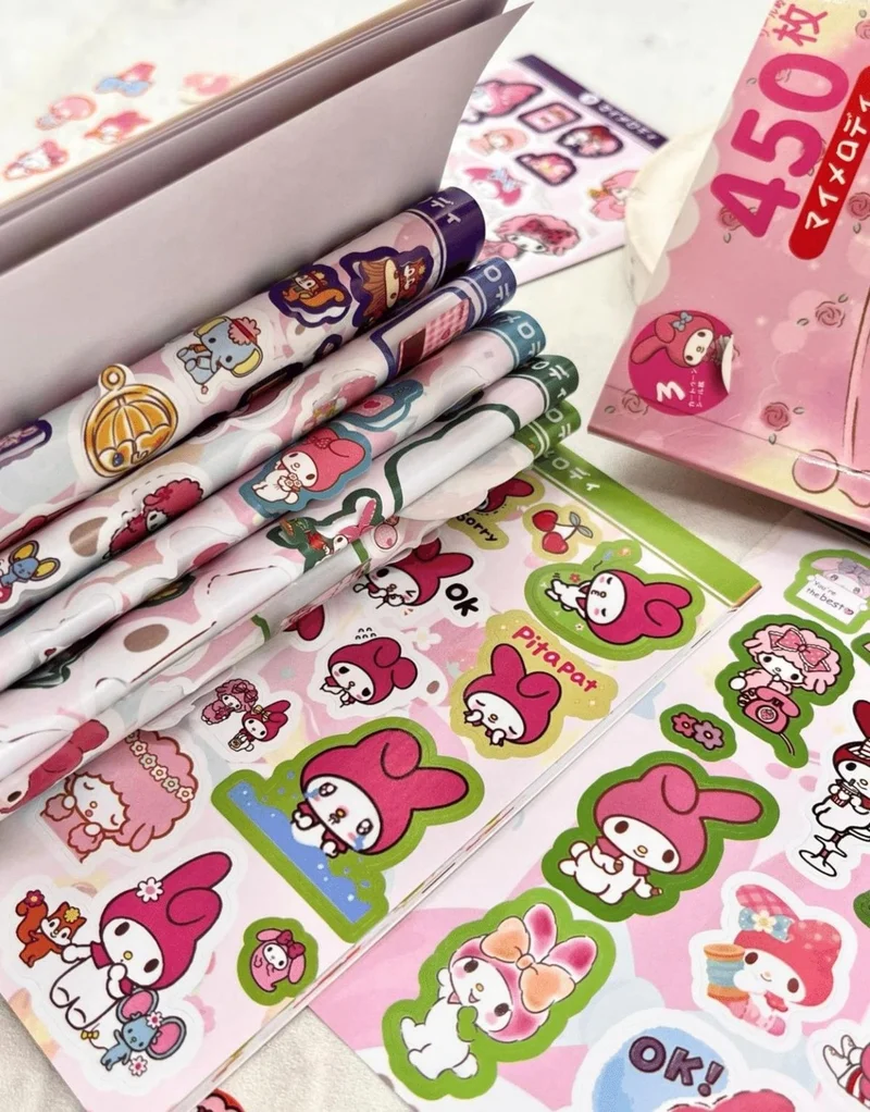 Kağıt Gemi Dükkan Paper Ship Shop Sanrio My Melody Character Notebook 16 Sheets 450 Pieces Sticker / Bullet Journal / Notebook Decoration
