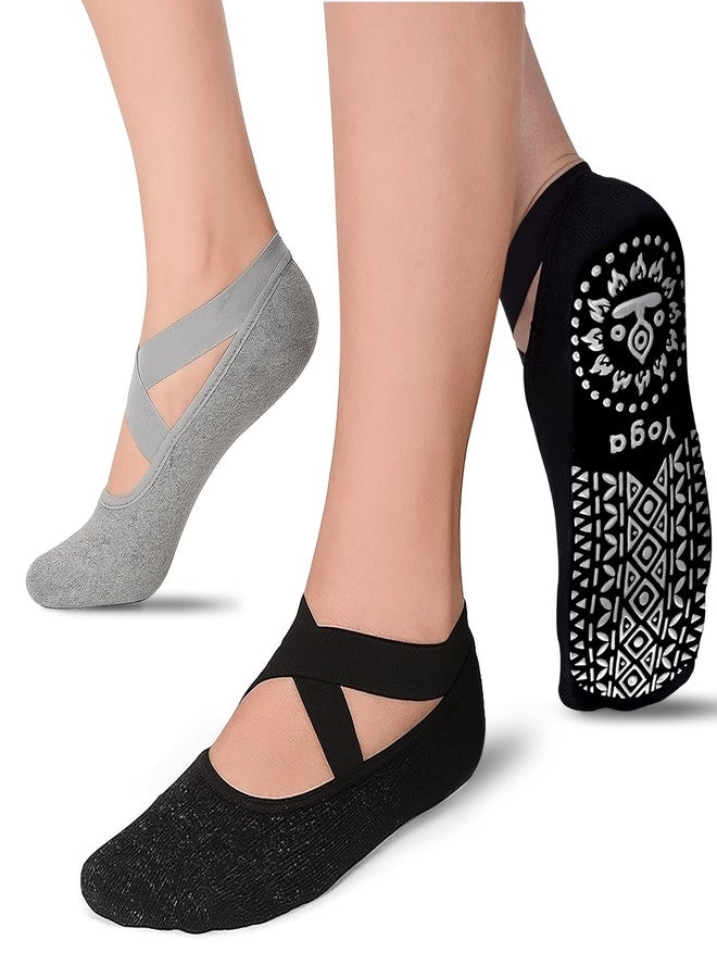 ريكنك جوارب RKINC بيلاتس للنساء، جوارب يوغا مانعة للانزلاق مع قبضة مرنة، مثالية لليوغا، والباريه، والباليه، والرقص، والمستشفى، والتمارين الرياضية حافية القدمين (B 01 2Pair 001) - Image 1