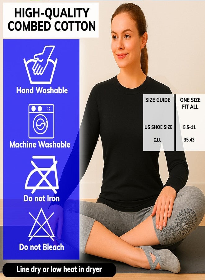 ريكنك جوارب RKINC بيلاتس للنساء، جوارب يوغا مانعة للانزلاق مع قبضة مرنة، مثالية لليوغا، والباريه، والباليه، والرقص، والمستشفى، والتمارين الرياضية حافية القدمين (B 01 2Pair 001) - Image 4