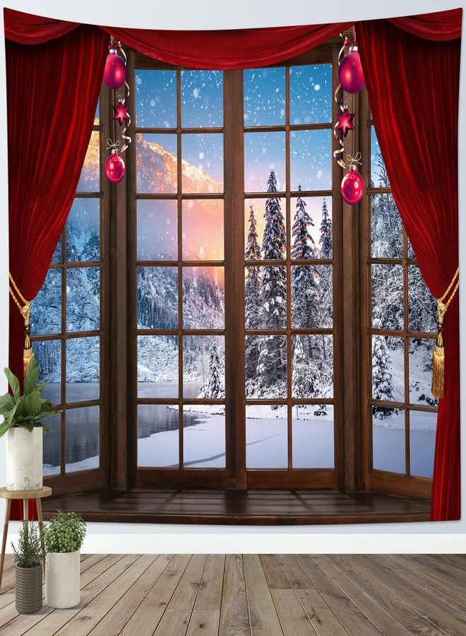 ال بي نسيج جداري شتوي من إل بي - نسيج جداري لغرفة النوم بتصميم شجرة عيد الميلاد وجبل - لوحة جدارية شتوية لغرفة المعيشة أو غرفة النوم - 60 × 40 بوصة - Image 4