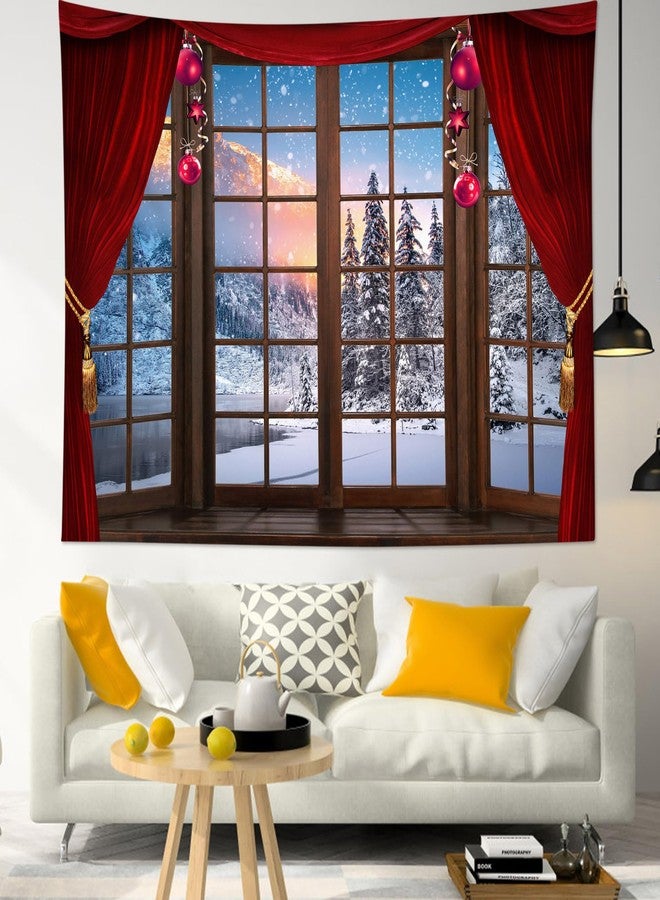 ال بي نسيج جداري شتوي من إل بي - نسيج جداري لغرفة النوم بتصميم شجرة عيد الميلاد وجبل - لوحة جدارية شتوية لغرفة المعيشة أو غرفة النوم - 60 × 40 بوصة - Image 1