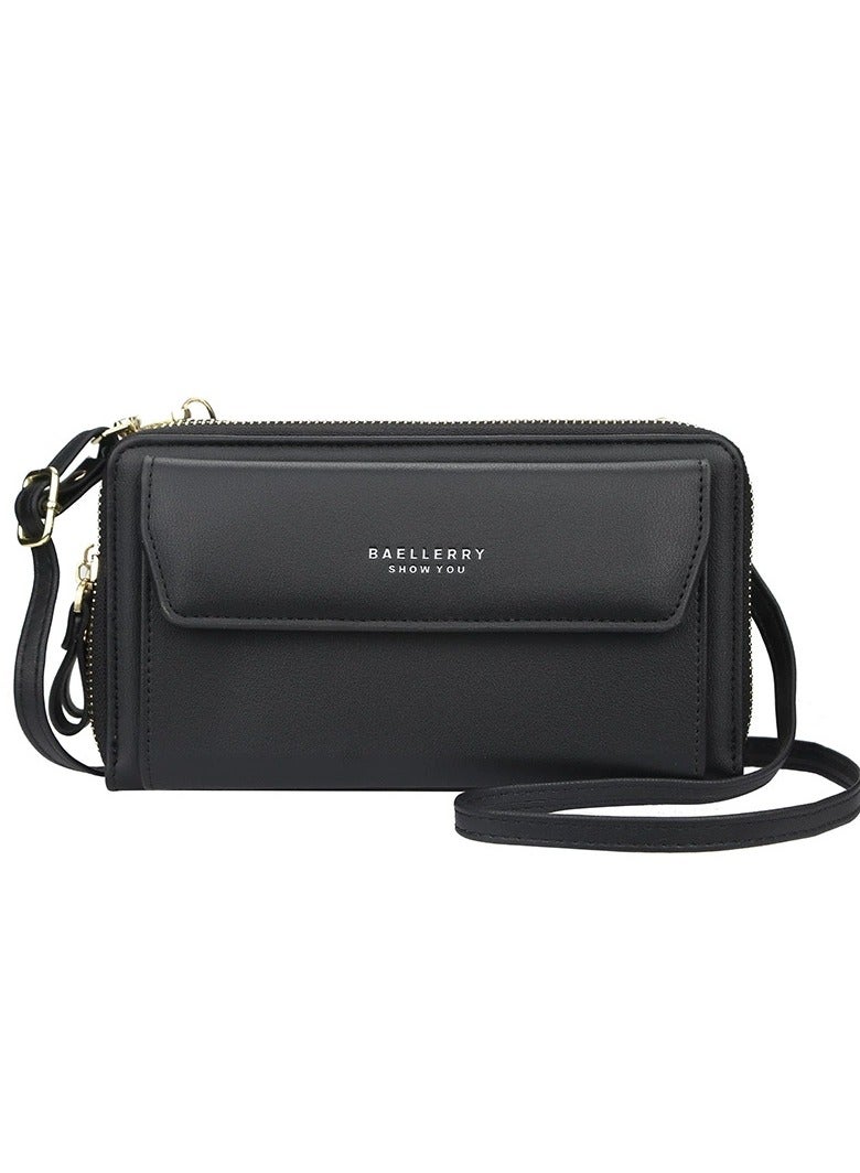 baellerry Women's Shoulder Strap Purse Large Capacity Wallet Black - Image 1