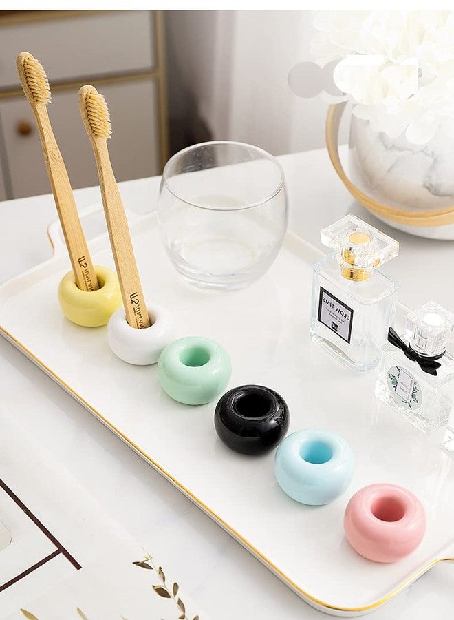 Lokusel 2 Pcs Mini Ceramics Toothbrush Holder,Individual Toothbrush Stand for Bathroom Vanity Countertops Dresser(White) - Image 5
