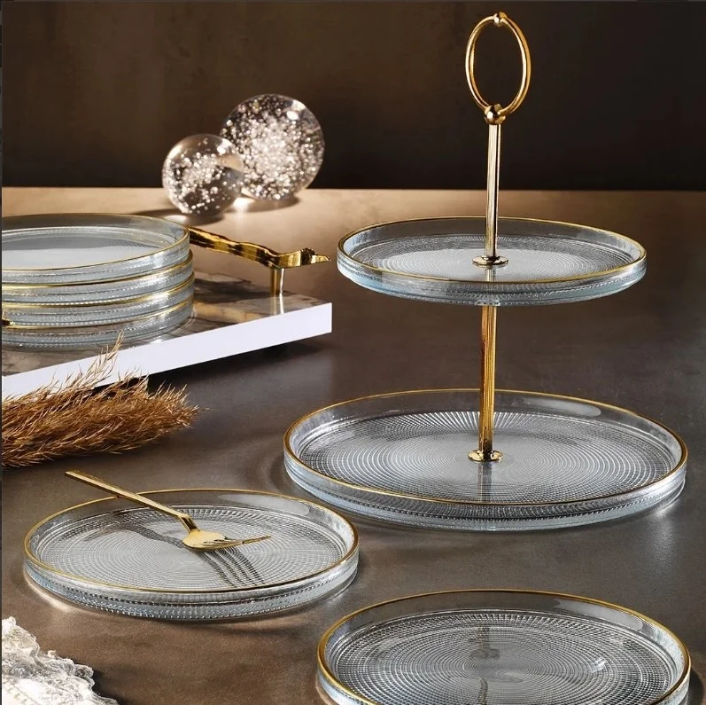 Fecra Loren 7 Piece Serving and Presentation Set Gold Gilded