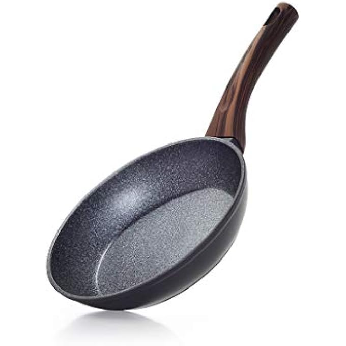 فيسمان مقلاة غير لاصقة مقاس 20 سم من سلسلة كابيلا، مقلاة غير قابلة للانزلاق بمقبض خشبي، متوافقة مع الحث الحراري، مقلاة أومليت رائعة لطهي الأسماك واللحوم والخضروات - Image 2
