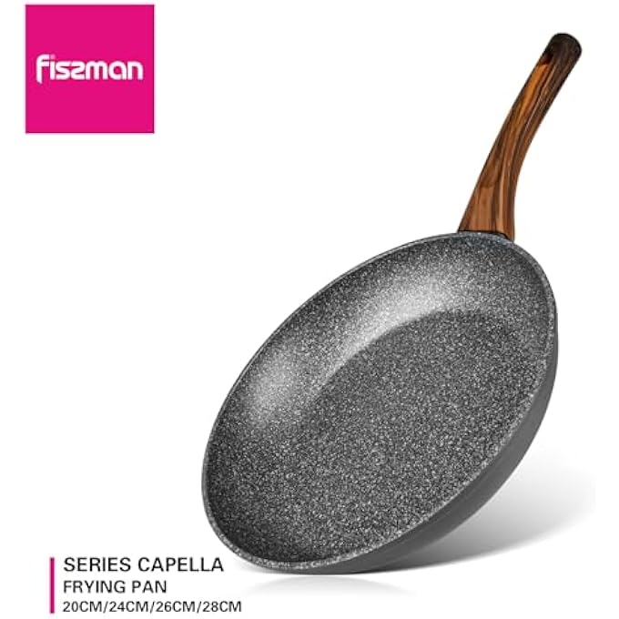 فيسمان مقلاة غير لاصقة مقاس 20 سم من سلسلة كابيلا، مقلاة غير قابلة للانزلاق بمقبض خشبي، متوافقة مع الحث الحراري، مقلاة أومليت رائعة لطهي الأسماك واللحوم والخضروات - Image 3