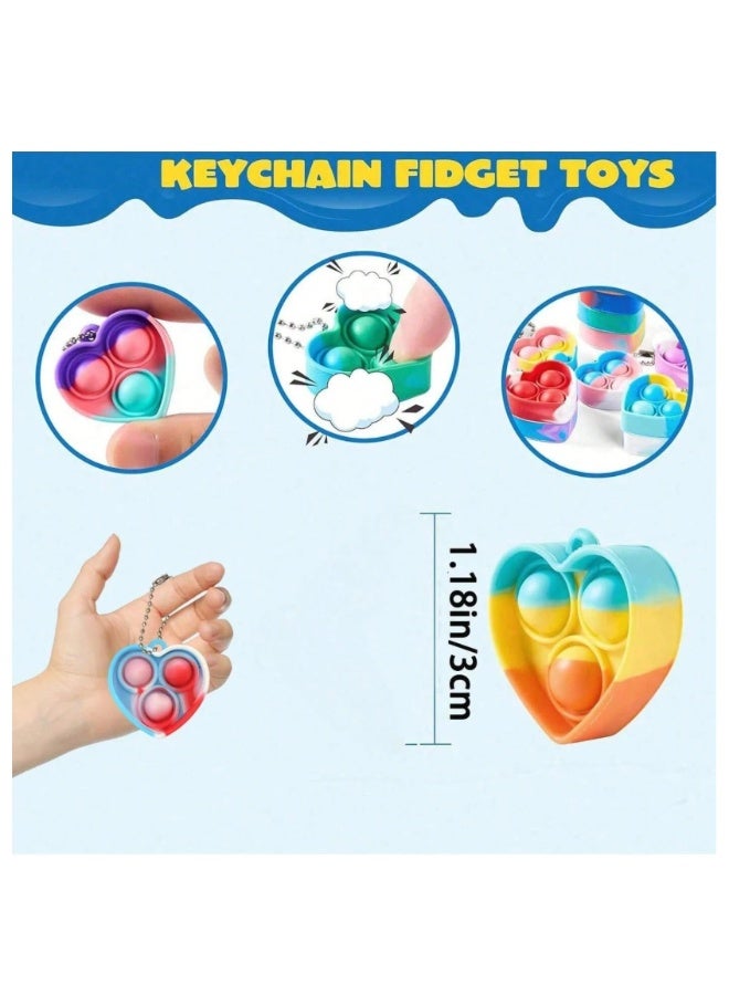 10 Mini Sensory Bubble Balls with Keyring – Stress Relief Squeeze Toys in Random Colors - Image 2