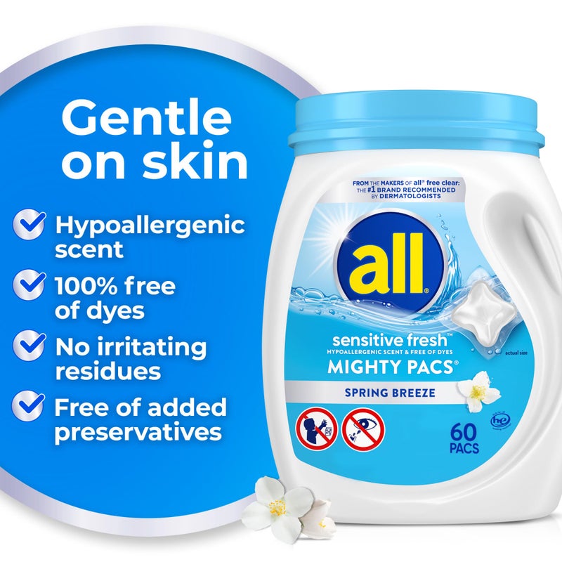 all Unit Dose Laundry Detergent, Mighty Pacs, Sensitive Fresh, 60 Count - Image 2