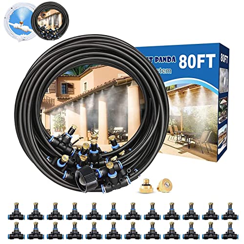 POCKET PANDA Misting System for Patio 80FT(24M), Water Mister Hose for Outdoor, Backyard Mist for Outside, Garden, Greenhouse, Deck, Umbrella, Canopy, Pool, Porch, Trampoline Sprinkler, Kids, Park, Chicken, Dog - Image 1