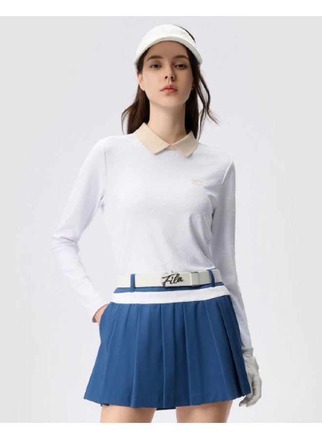 Women'S Sport Polo Shirt, Stretchable Sun Protection Knit Long Sleeve Shirt