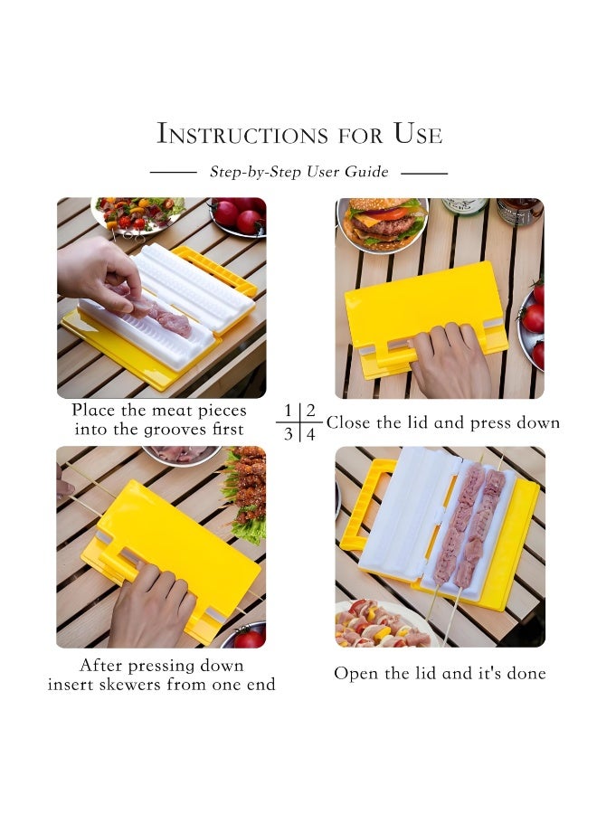 Bluejw Double-Row Kebab Maker Skewering Tool with Pressure Handle – Safe BBQ Skewers for Grilling, High Efficiency Meat Skewering, Food-Grade Polypropylene Kabab Skewer Spit Kibbeh Mold - Image 3