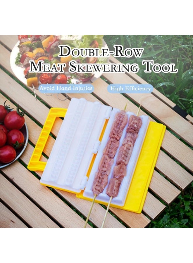 Bluejw Double-Row Kebab Maker Skewering Tool with Pressure Handle – Safe BBQ Skewers for Grilling, High Efficiency Meat Skewering, Food-Grade Polypropylene Kabab Skewer Spit Kibbeh Mold - Image 5