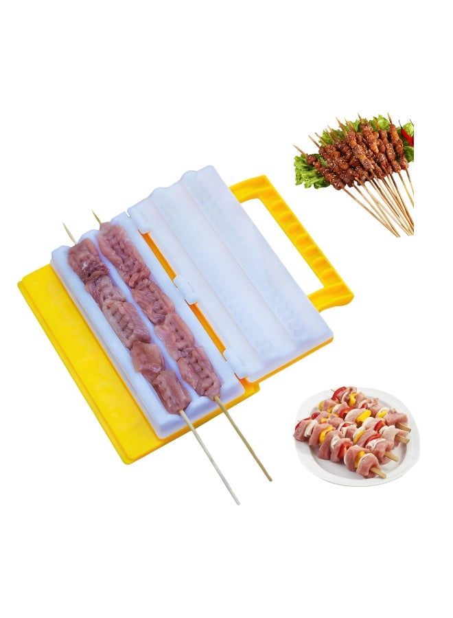 Bluejw Double-Row Kebab Maker Skewering Tool with Pressure Handle – Safe BBQ Skewers for Grilling, High Efficiency Meat Skewering, Food-Grade Polypropylene Kabab Skewer Spit Kibbeh Mold - Image 1
