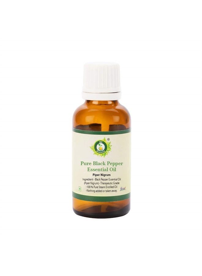 Black Pepper Essential Oil | Piper Nigrum | Black Pepper Oil | for Hair | for Massage | for Skin | 100% Pure Natural | Steam Distilled | Therapeutic Grade | 10ml | 0.338oz by R V Essential