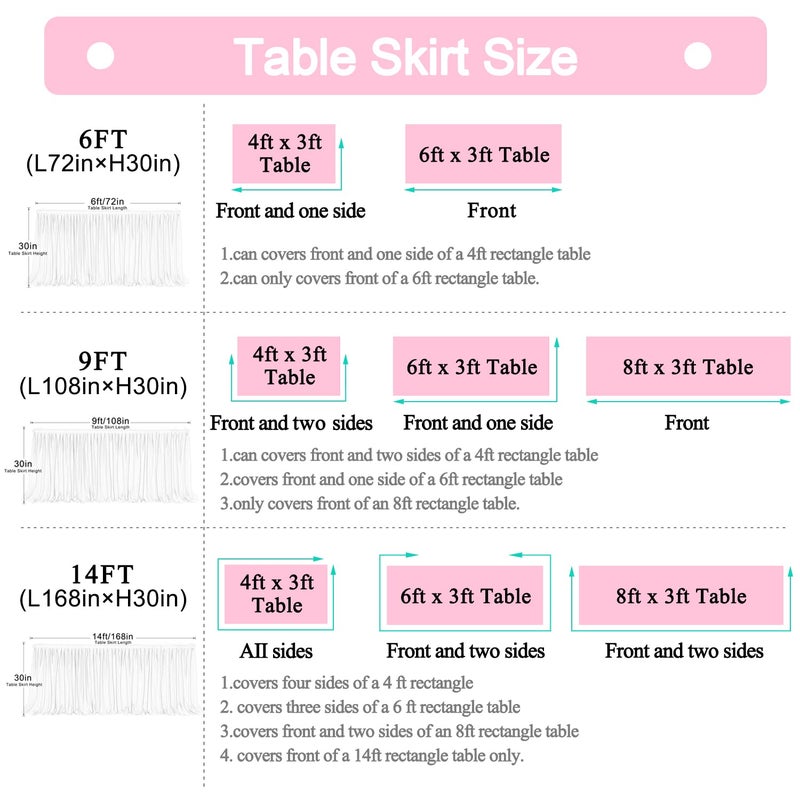 Suppromo White Tulle Table Skirts for Rectangle Tables 6ft for Wedding Birthday Party Bridal Shower White Tutu Ruffle Table Cloth for Cake Dessert Buffet Banquet Dinner Table Decorations - Image 5