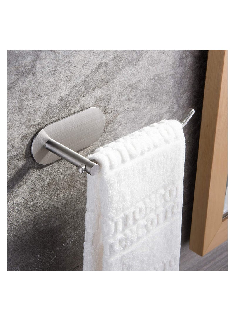 Adhesive Towel Ring Holder for Bathroom Kitchen, Silver SUS 304 Stainless Steel Brushed Towel Bar, No Drill Towel Rack - Space Saving Solution for Hand Towels. - Image 1