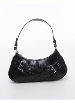 TOPSHOP Topshop Saira buckle shoulder bag in black - BLACK  - Image 1