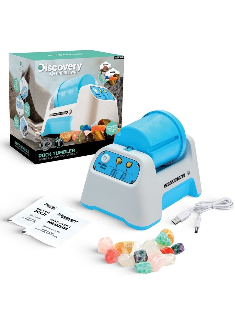 Discovery™ #MINDBLOWN Rock Tumbler Starter Kit – Stone Polishing Set with Rocks, Grit, Gem Case| STEM Science Project Kit for Kids & Beginners| Cool Toy for Boys & Girls Ages 8+ - Image 1