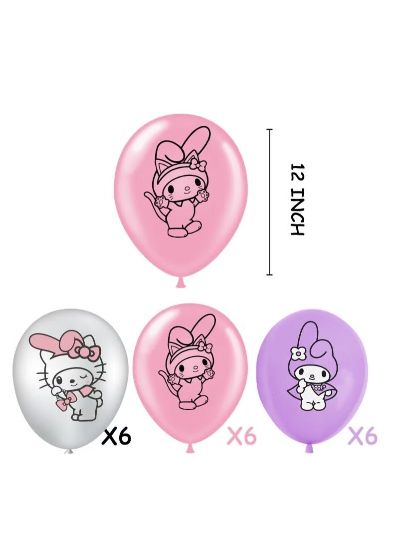 34-PCS My Melody Themed Birthday Party Balloon Flag Decoration Supplies - Image 5