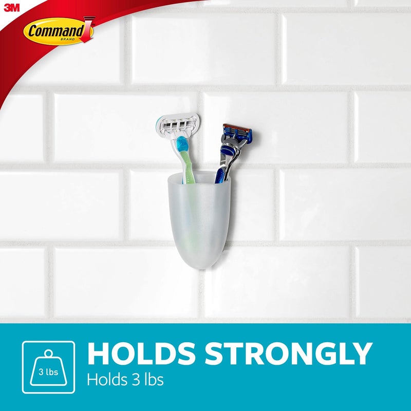 Command Bath Razor Holder, Clear Frosted, 1-Holder, 1- Water-Resistant Strip, Organize Damage-Free - Image 4