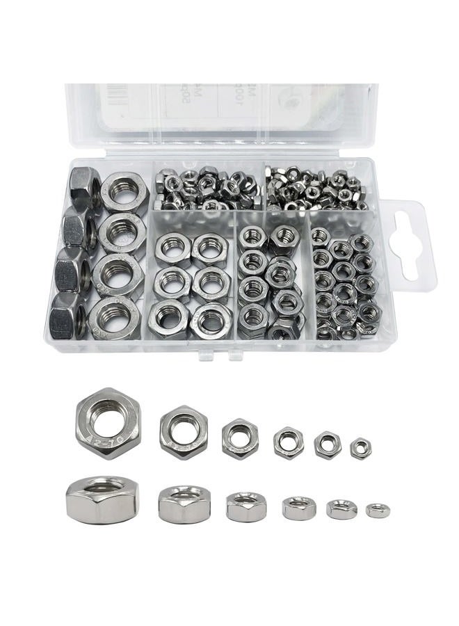 ECKJ 210PCS 304 Stainless Steel Hex Nuts Assortment Kit for Screw Bolt with 6 Sizes DIN 934 (M3 M4 M5 M6 M8 M10) Great Replacement Fasteners for Professionals, Repairmen or DIY, Meet Your Every Needs - Image 1
