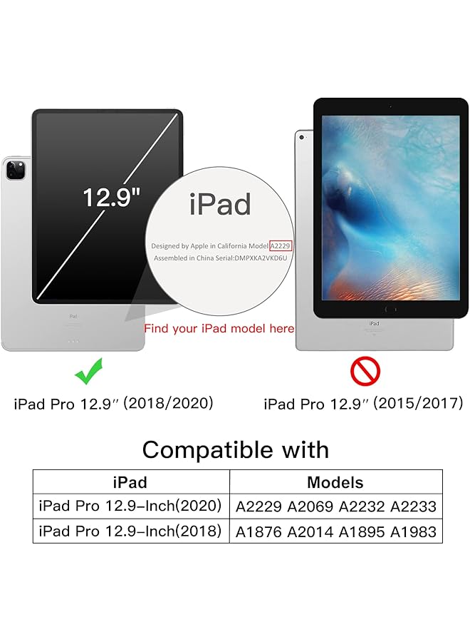 جي تيك حافظة لجهاز ايباد برو 12.9 انش موديل 2020 2018 الجيل الرابع مع حامل قلم يدعم شحن القلم الثاني، غطاء رفيع للكمبيوتر اللوحي مع ظهر ناعم من مادة TPU مع خاصية الاستيقاظ التلقائي باللون الأحمر - Image 2