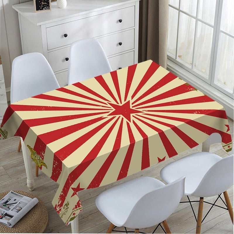 TKS MITLAN Vintage Circus Tablecloth 60x84 Inch Rectangular Carnival Red Stars Sunbeam Fun Performing Art Oblong Table Cloth Kitchen Table Decorations for Home Dinner Party - Image 4