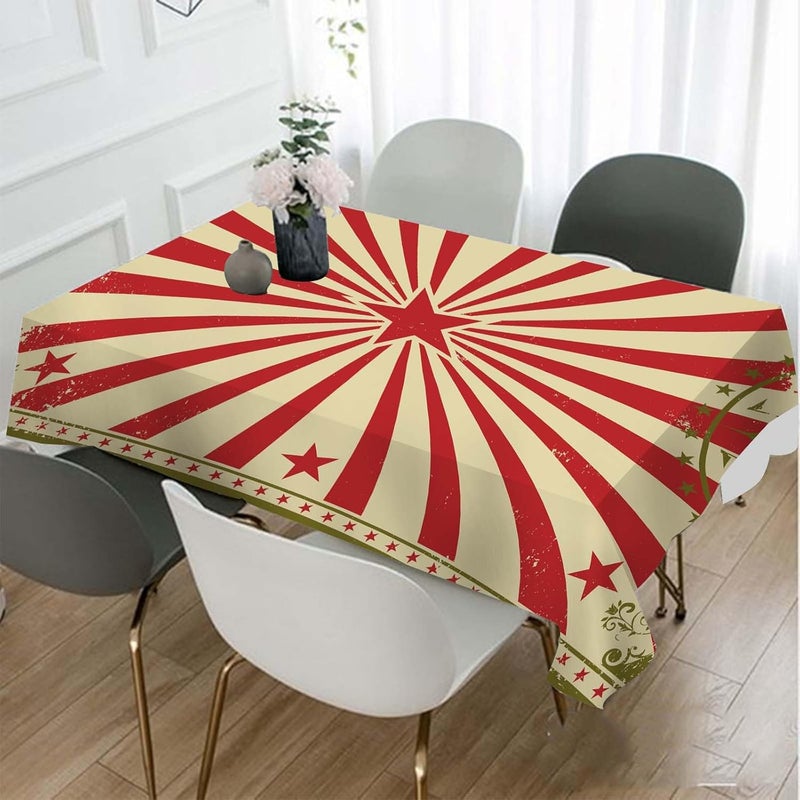 TKS MITLAN Vintage Circus Tablecloth 60x84 Inch Rectangular Carnival Red Stars Sunbeam Fun Performing Art Oblong Table Cloth Kitchen Table Decorations for Home Dinner Party - Image 2