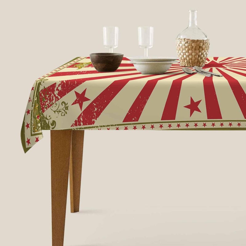 TKS MITLAN Vintage Circus Tablecloth 60x84 Inch Rectangular Carnival Red Stars Sunbeam Fun Performing Art Oblong Table Cloth Kitchen Table Decorations for Home Dinner Party - Image 5