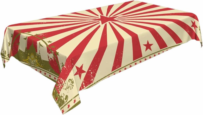 TKS MITLAN Vintage Circus Tablecloth 60x84 Inch Rectangular Carnival Red Stars Sunbeam Fun Performing Art Oblong Table Cloth Kitchen Table Decorations for Home Dinner Party - Image 3