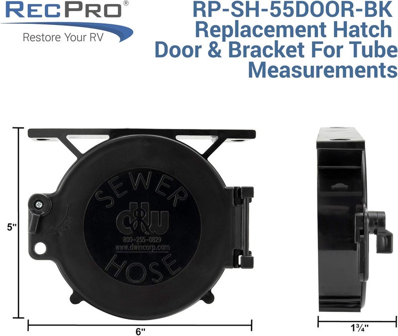 RecPro RV Super Tube Replacement Hatch Door & Bracket 6” x 6” x 2” | Durable Plastic End Caps for RV Sewer Hose Carrier Tubes | Latching Closure for Secure & Easy Access | 2 Pack - Image 2