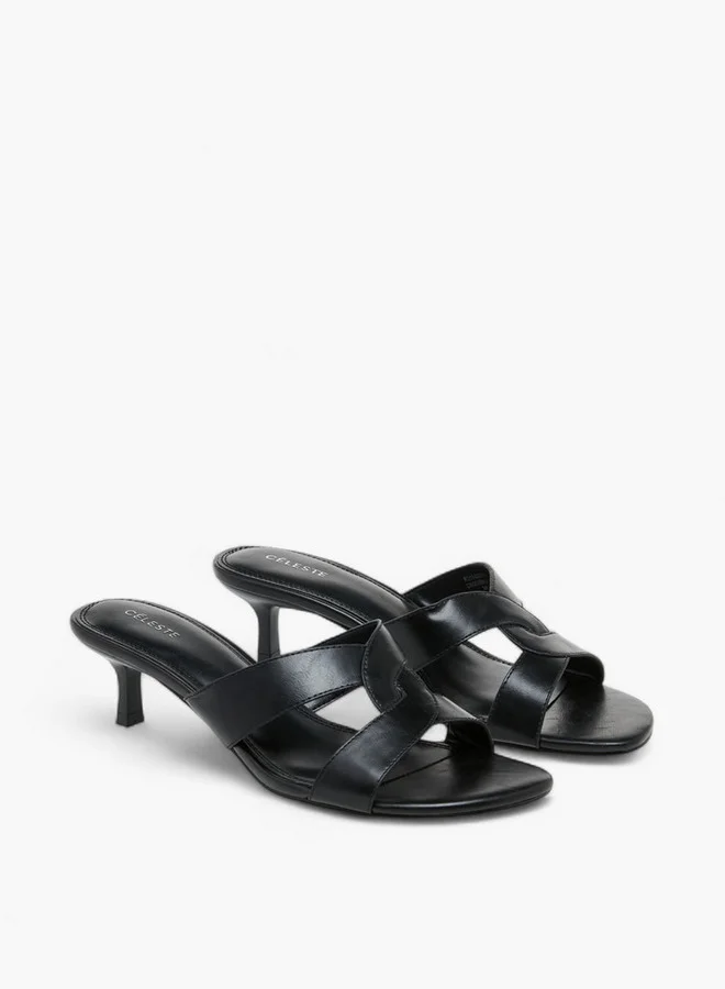 سيليست Women's Cutout Slip-On Sandals with Kitten Heels
