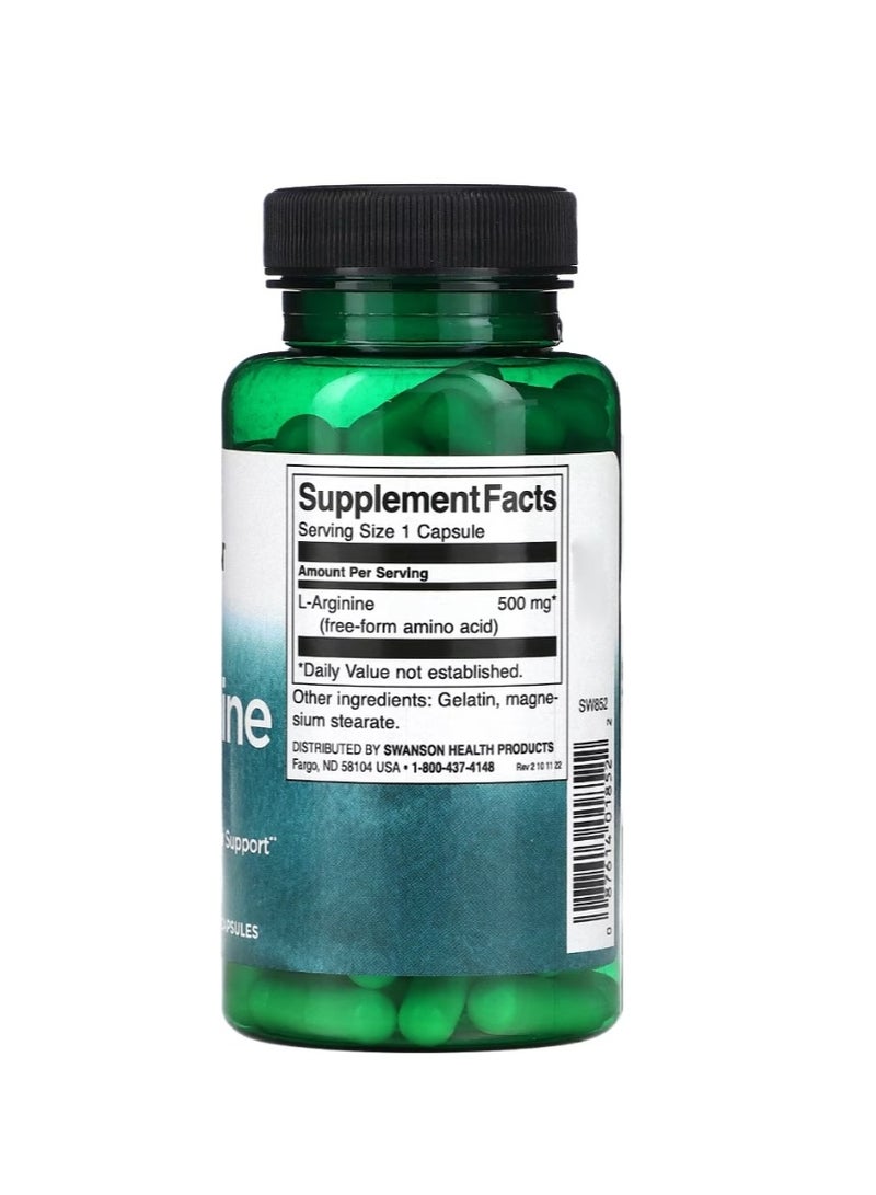 سوانسون إل-أرجينين 500 مجم 100 كبسولة - Image 2
