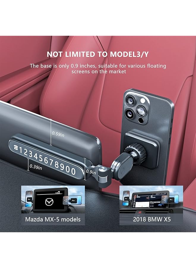 Excefore 2022 Upgrade Tesla Magnetic Car Phone Mount For Model 3/Y- 360 Degree Adjustable Head, Universal All Devices - Suspended Screen Mount [Super Magnet] - Image 3