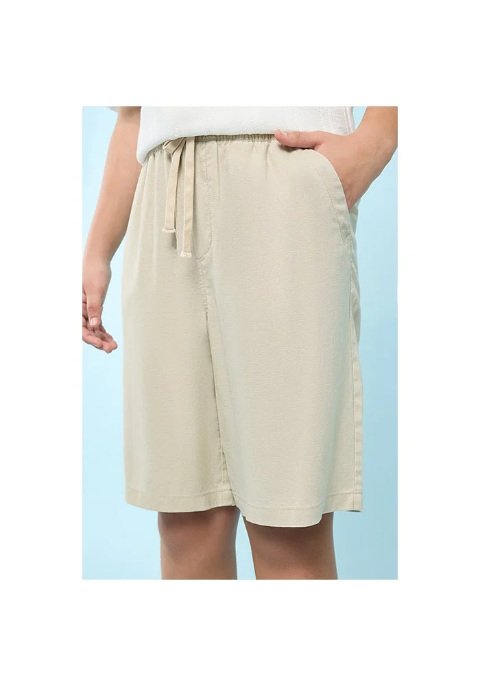 أر أند بي Solid Shorts with Drawstring Waist