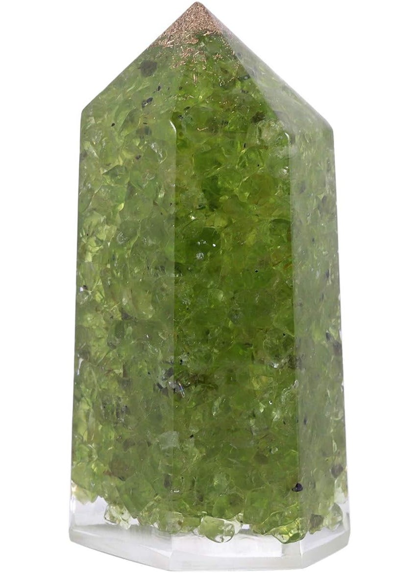 SUNYIK SUNYIK Resin Orgone Crystal Point Wand, Hexagonal Faceted Single Point Stone Wand for Healing Reiki Chakra Meditation 2", Peridot 