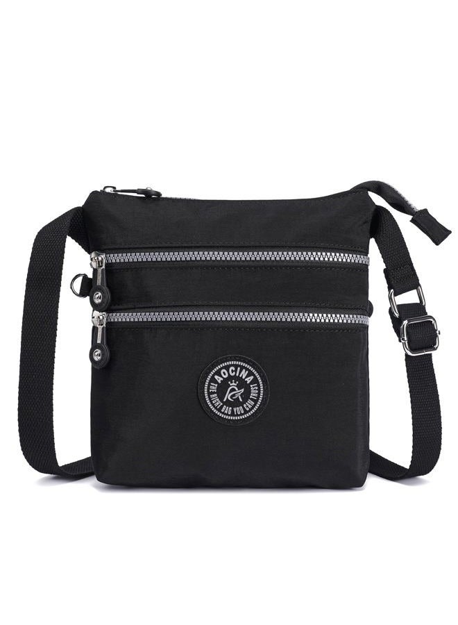 AOCINA Nylon Crossbody Bags for Women Multi Pocket Small Cross Body Purse Lightweight Travel Phone Purses Shoulder Handbags, Black, Small - Image 1