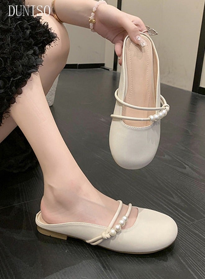 DUNISO Mule Slippers for Women Slingback Flat Pointed Mules Closed Toe Sandals Comfortable Women Slippers Backless Slip On Loafer Shoes - Image 5