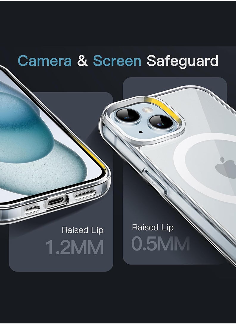 Theodor - Magnetic Case for iPhone 15 6.1-inch Compatible with MagSafe Wireless Charging, Shockproof Phone Bumper Cover, Anti-Scratch Clear Back (Clear) - Image 1