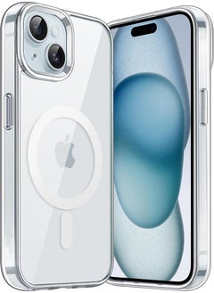 Magnetic Case for iPhone 15 6.1-inch Compatible with MagSafe Wireless Charging, Shockproof Phone Bumper Cover, Anti-Scratch Clear Back (Clear)