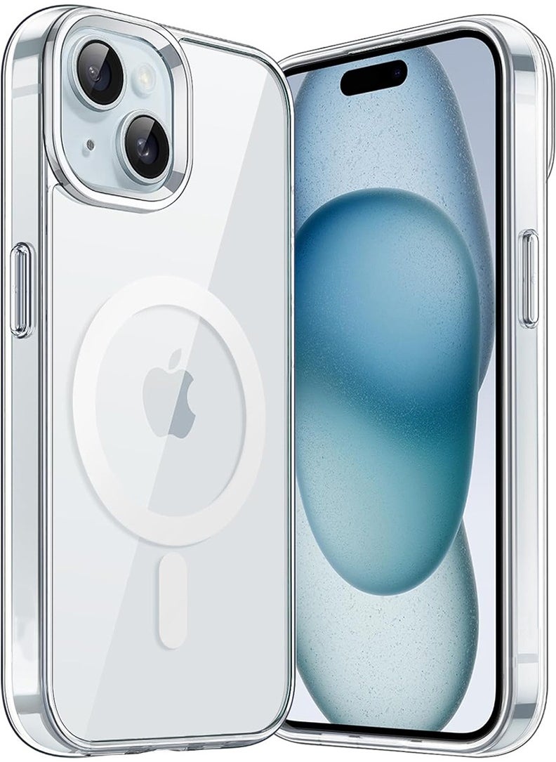 Theodor - Magnetic Case for iPhone 15 6.1-inch Compatible with MagSafe Wireless Charging, Shockproof Phone Bumper Cover, Anti-Scratch Clear Back (Clear) - Image 1