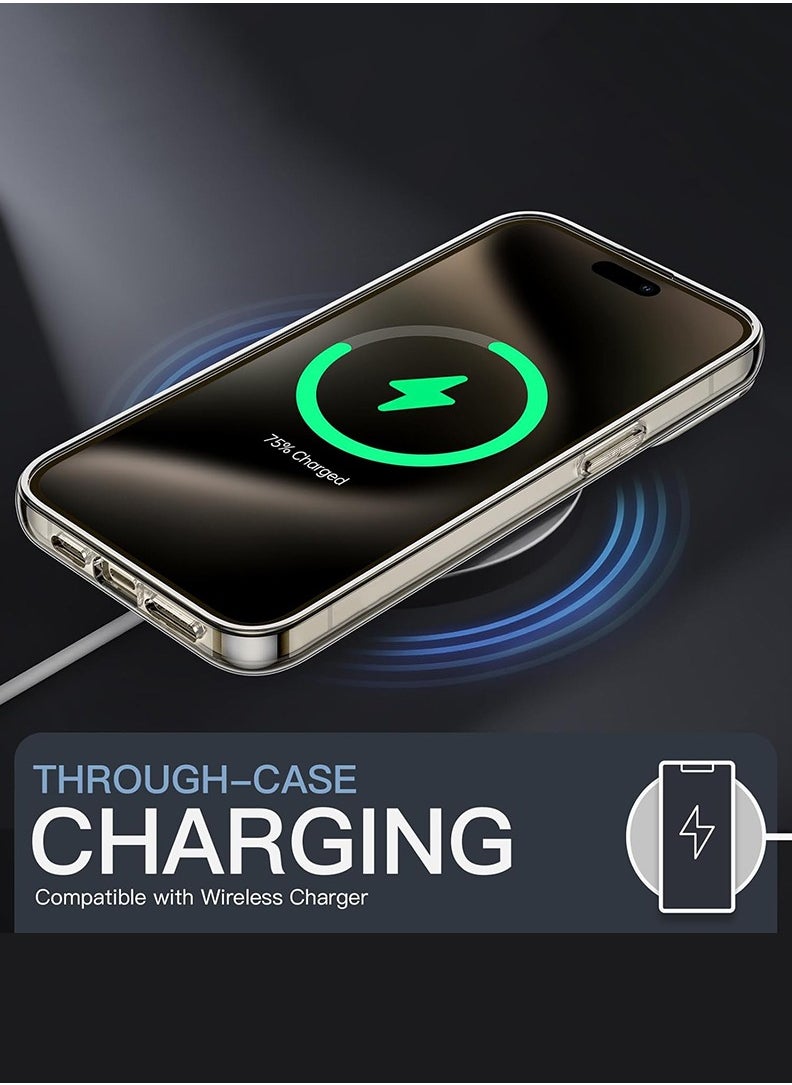 Theodor - Magnetic Case for iPhone 15 6.1-inch Compatible with MagSafe Wireless Charging, Shockproof Phone Bumper Cover, Anti-Scratch Clear Back (Clear) - Image 1