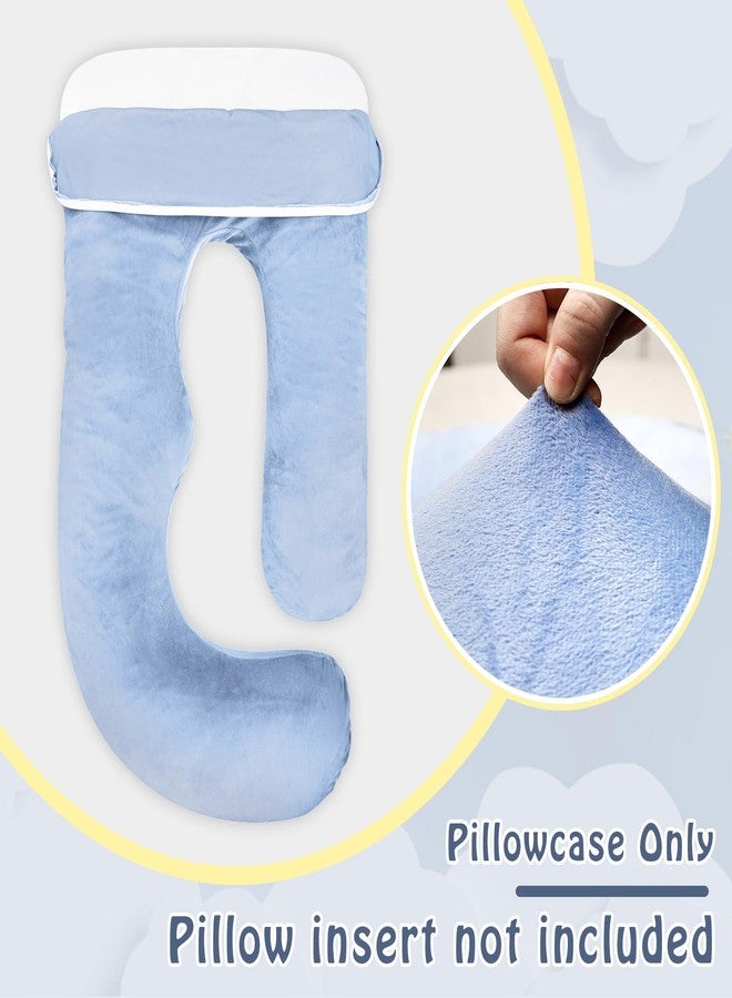 GFU Pregnancy Pillow Cover J-shaped Replacement Pillowcase(Cover Only), Soft Full Body Pillow Case for Maternity Pillows, Provides Sleep and Pregnancy Support, 100% Velvet with Zipper, Universal Fit, Blue - Image 3