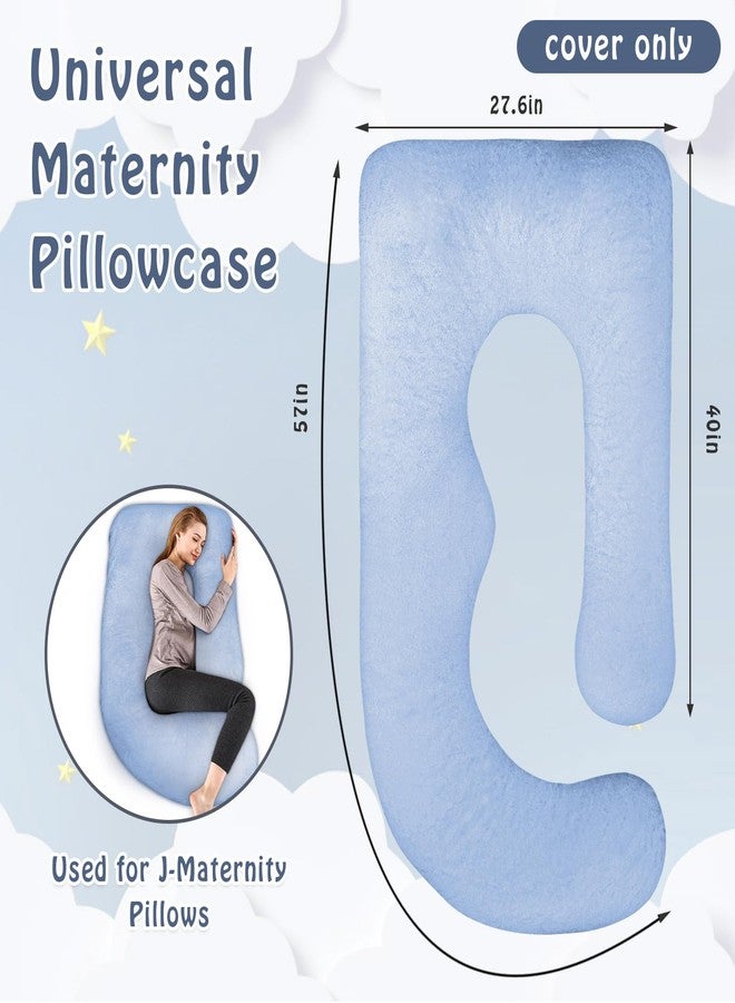 GFU Pregnancy Pillow Cover J-shaped Replacement Pillowcase(Cover Only), Soft Full Body Pillow Case for Maternity Pillows, Provides Sleep and Pregnancy Support, 100% Velvet with Zipper, Universal Fit, Blue - Image 4